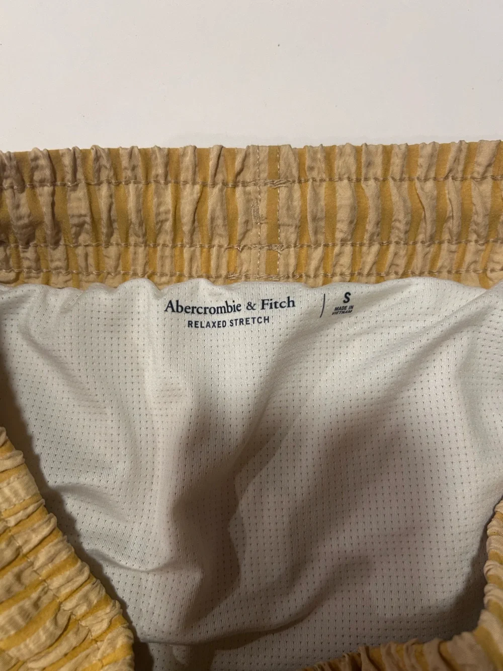 Abercrombie & Fitch Yellow Striped Relaxed Shorts